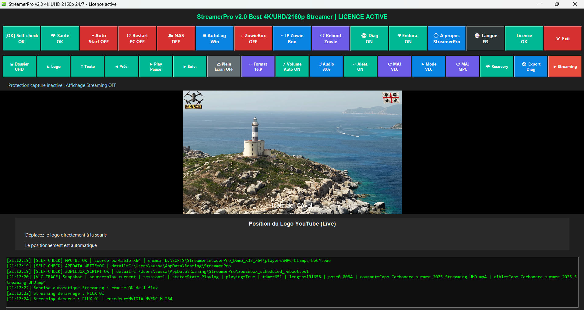 Interface principale StreamerPro pour test gratuit